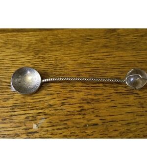 Silver Twist Handle Honey Spoon with Glass Dripper - Silver